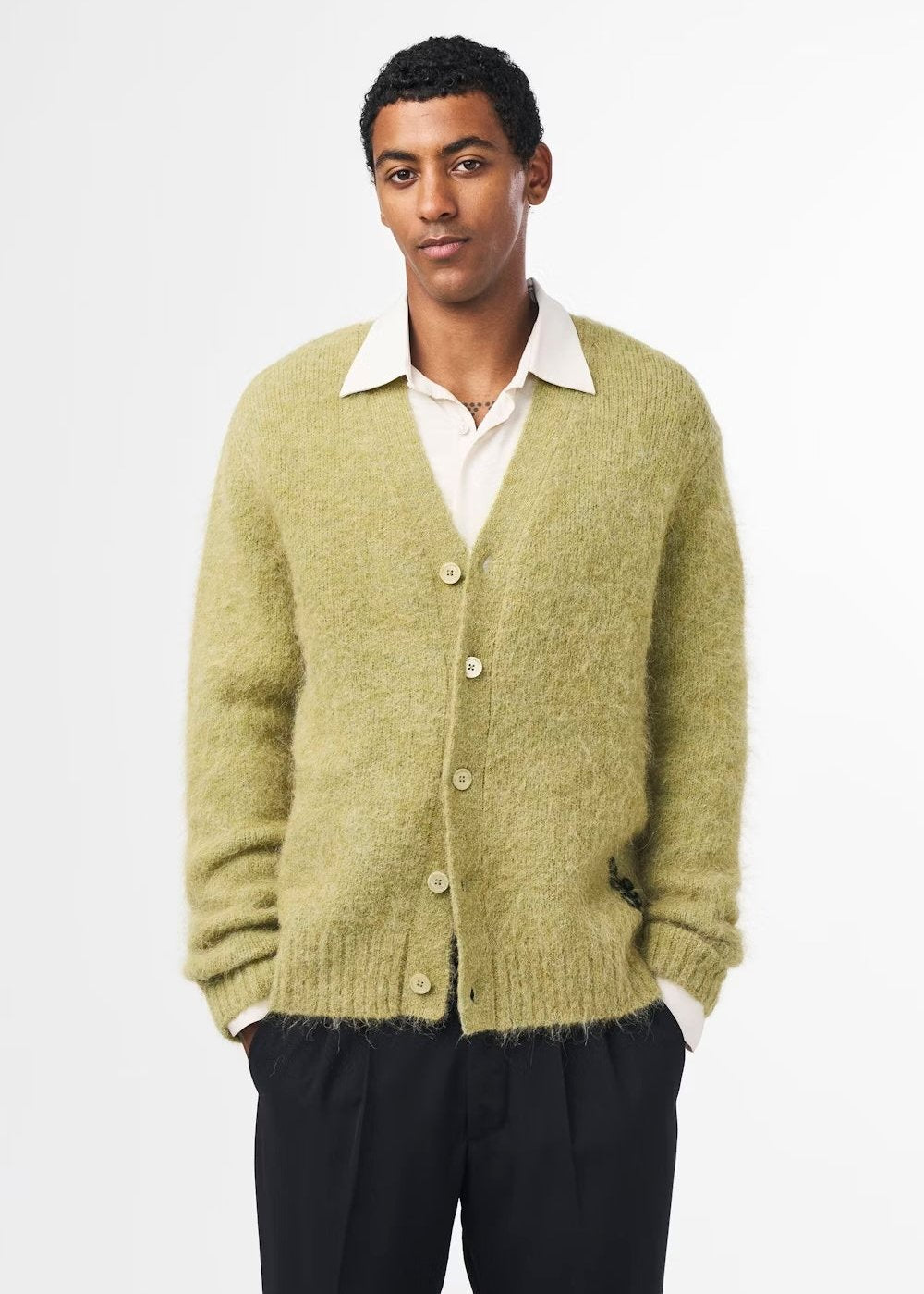 NN07 KYLE ALPACA BLEND CARDIGAN - EVERGREEN