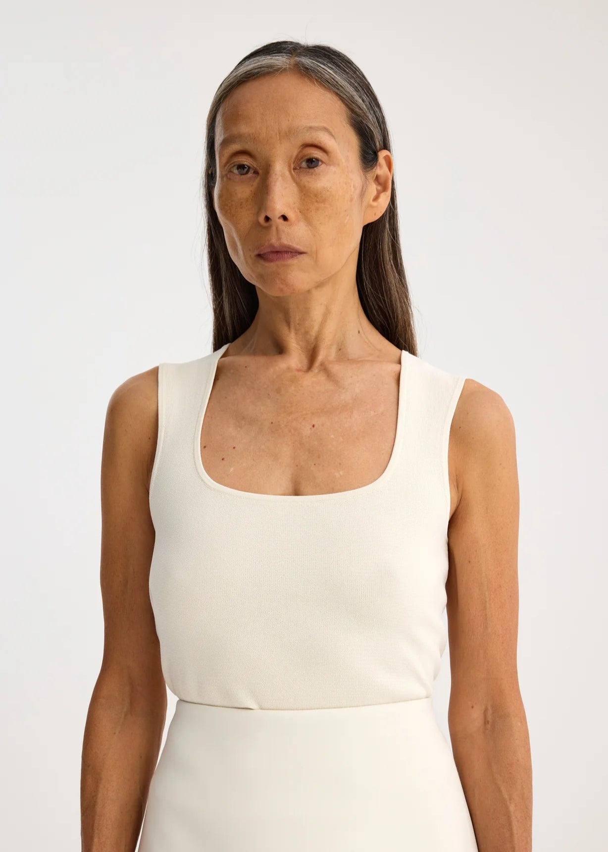 RÓHE BUSTIER SHAPED KNITTED TOP - OFF-WHITE