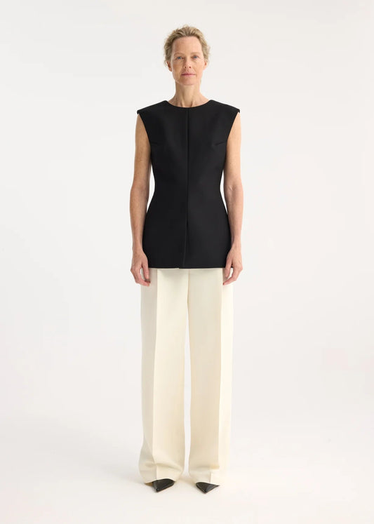 RÓHE CURVED OPEN BACK TOP - BLACK