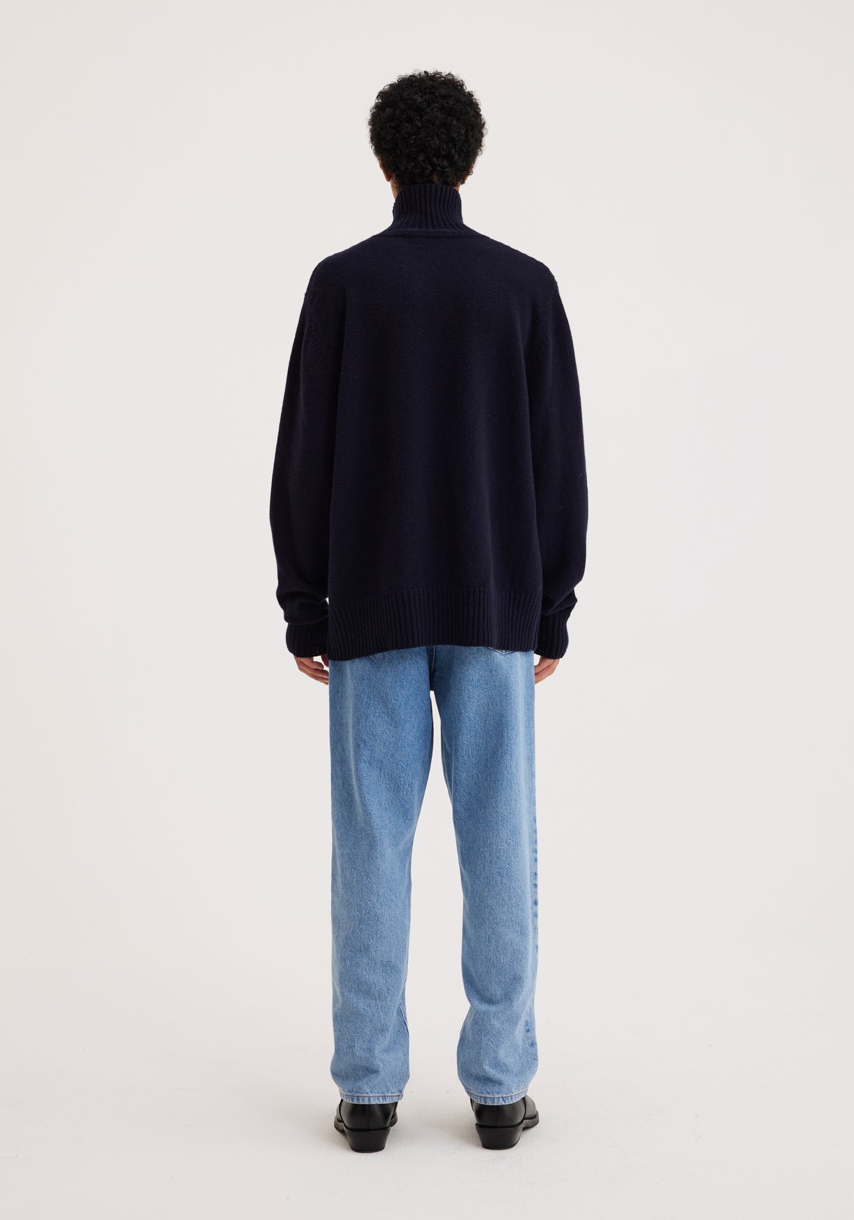 RÓHE MEN WOOL CASHMERE TURTLENECK SWEATER - NAVY