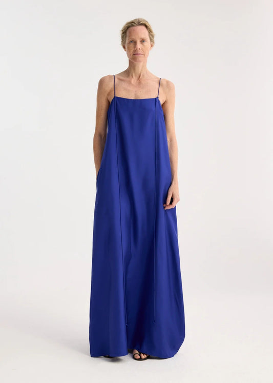 RÓHE SILK STRAP DRESS - ELECTRIC BLUE