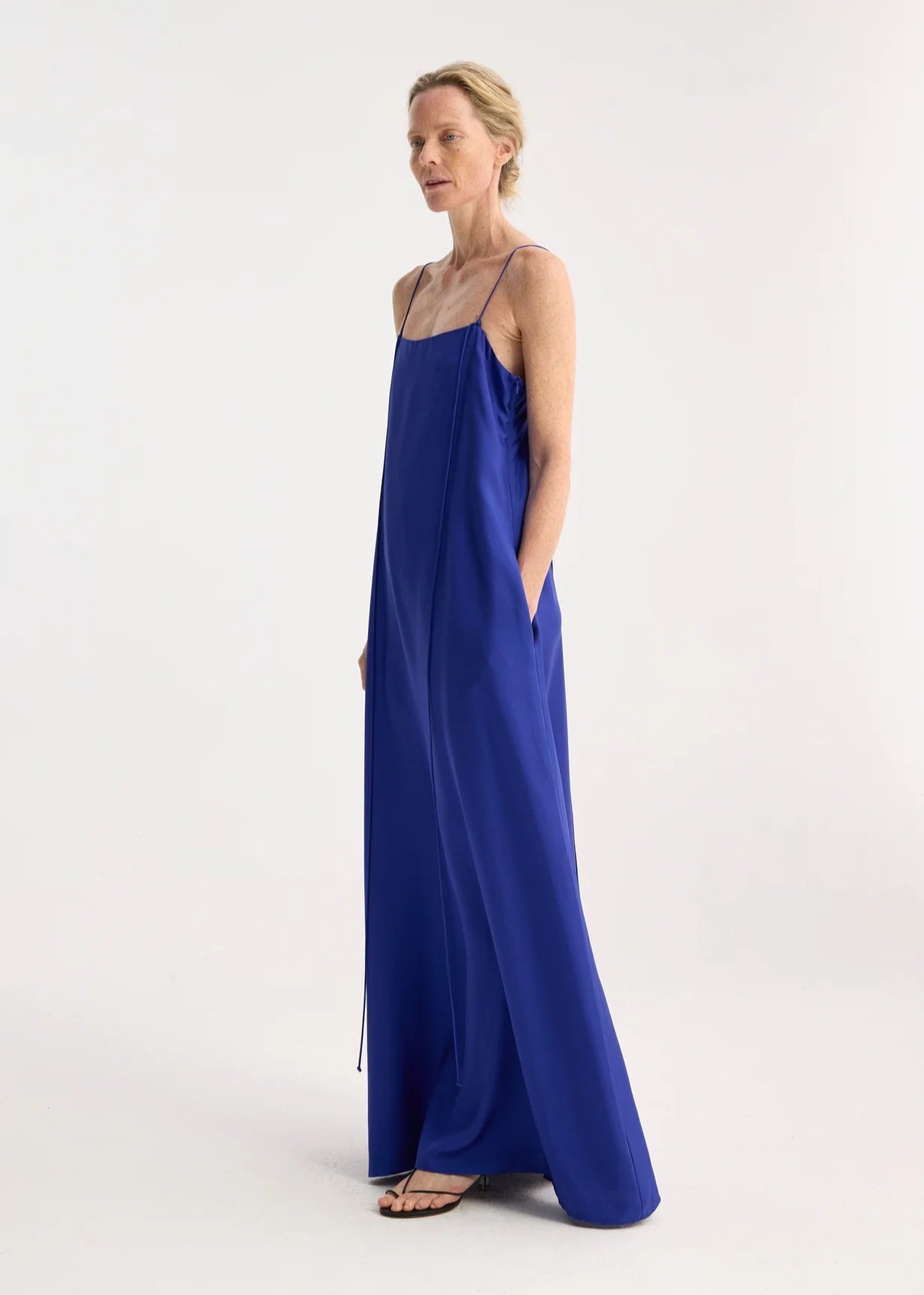 RÓHE SILK STRAP DRESS - ELECTRIC BLUE