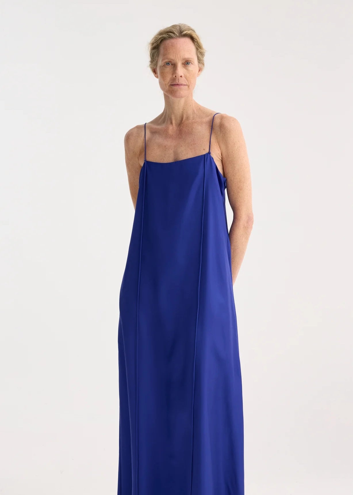 RÓHE SILK STRAP DRESS - ELECTRIC BLUE