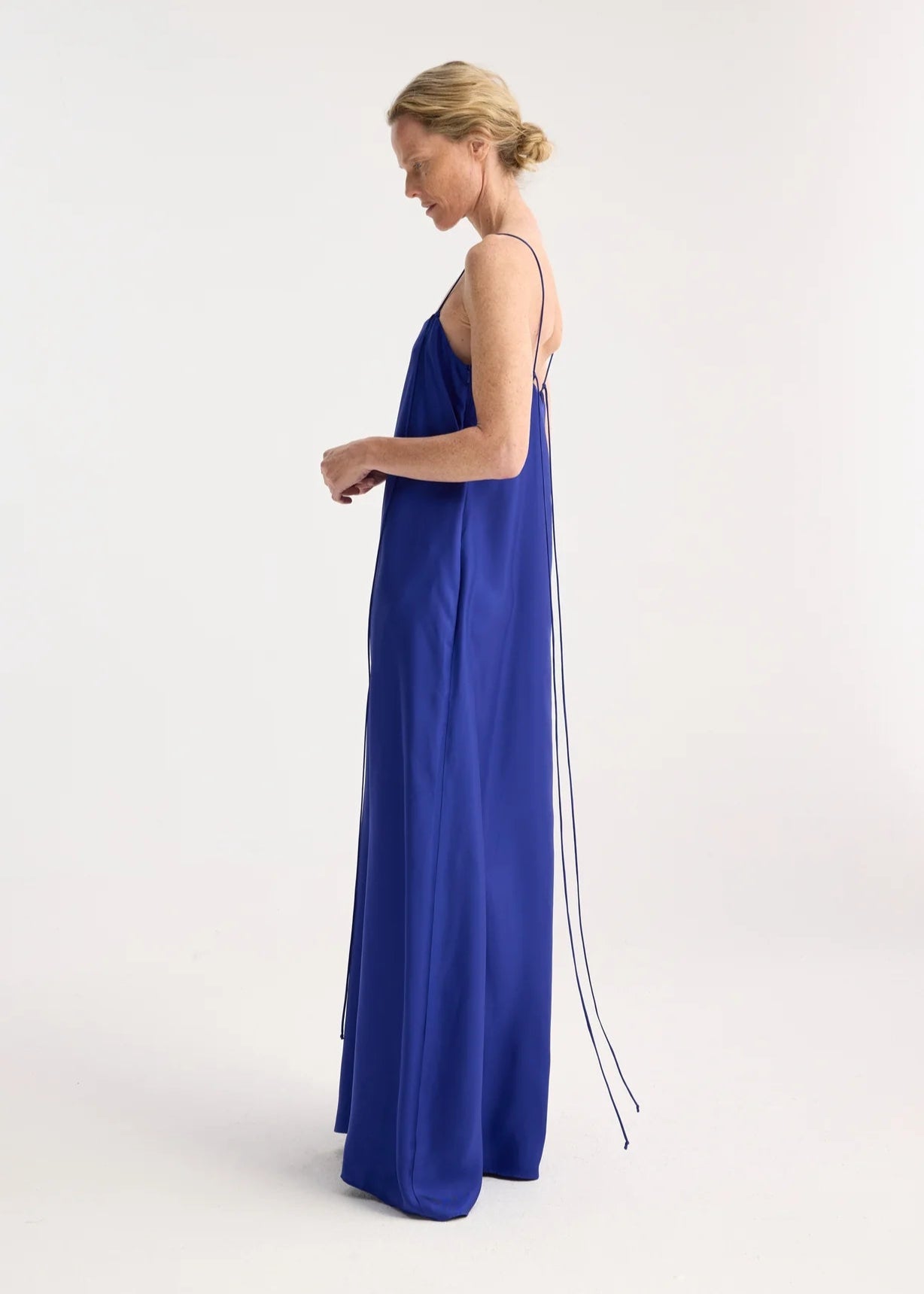 RÓHE SILK STRAP DRESS - ELECTRIC BLUE