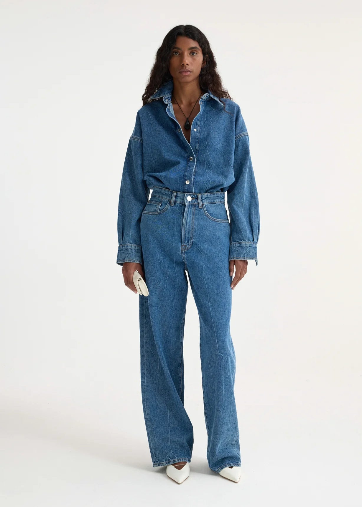 RÓHE BAGGY FIT DENIM - MID DENIM BLUE