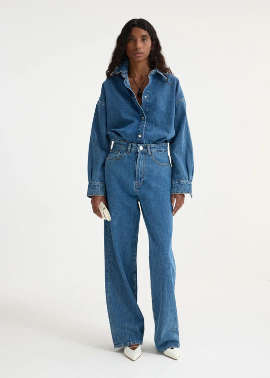 RÓHE BAGGY FIT DENIM - MID DENIM BLUE