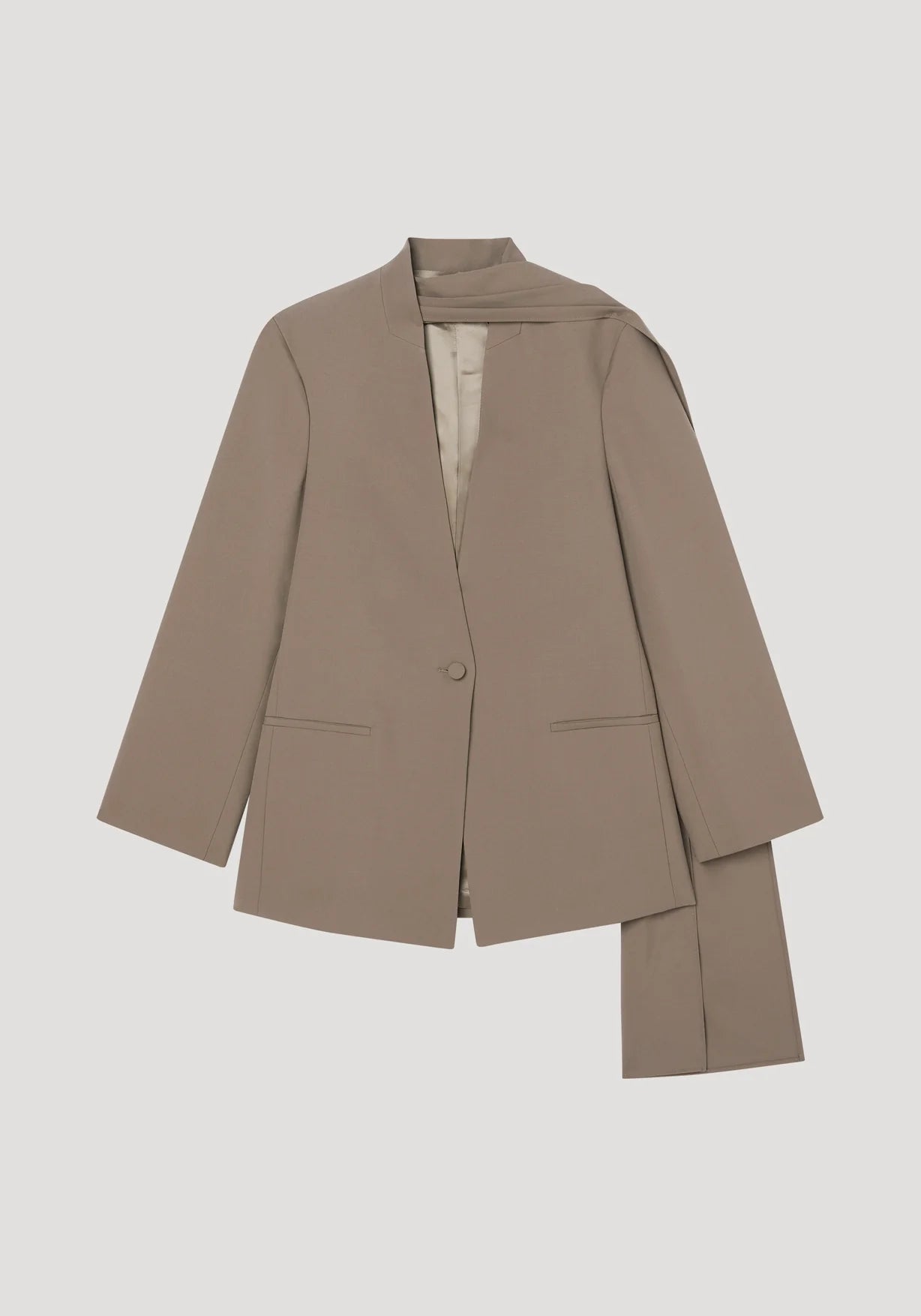 RÓHE BLAZER WITH INTEGRATED SCARF - KHAKI