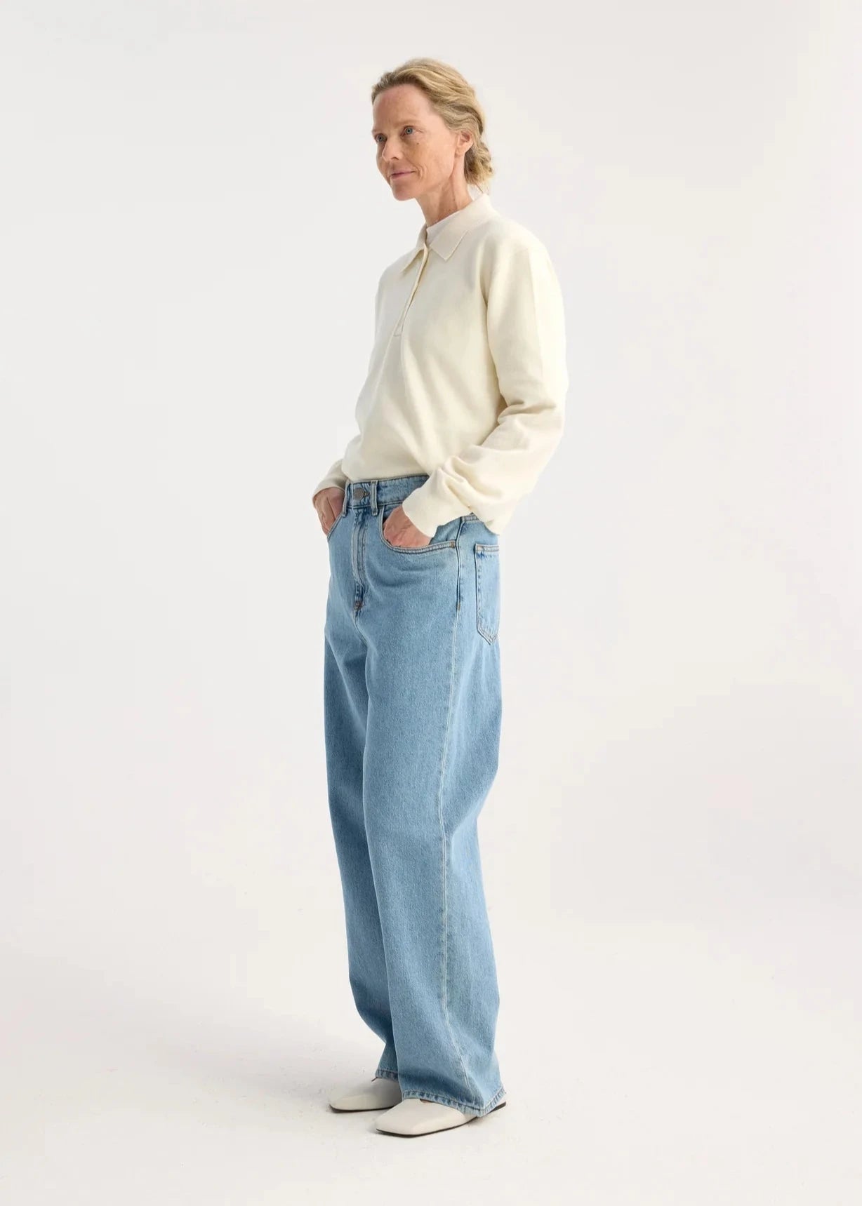 RÓHE CASHMERE MERINO WOOL POLO - OFF-WHITE