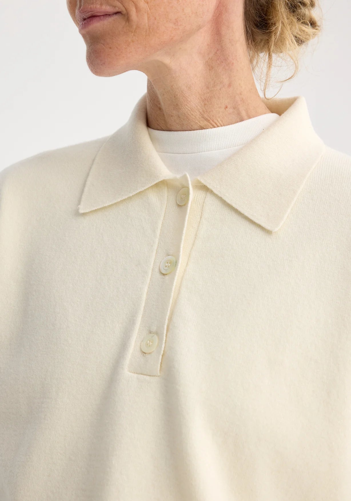RÓHE CASHMERE MERINO WOOL POLO - OFF-WHITE