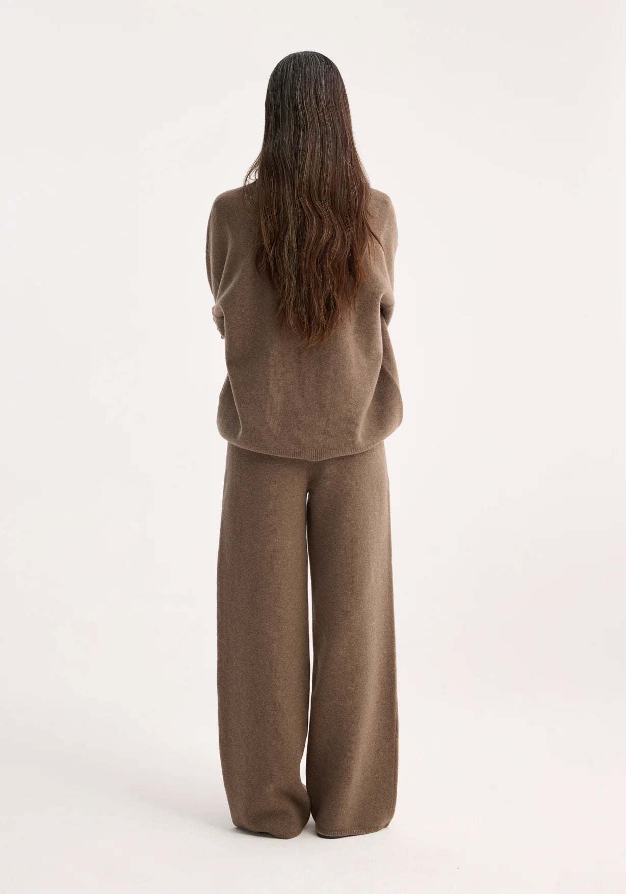 RÓHE COMPACT KNITTED SHORT SLEEVE TOP - TAUPE MELANGE