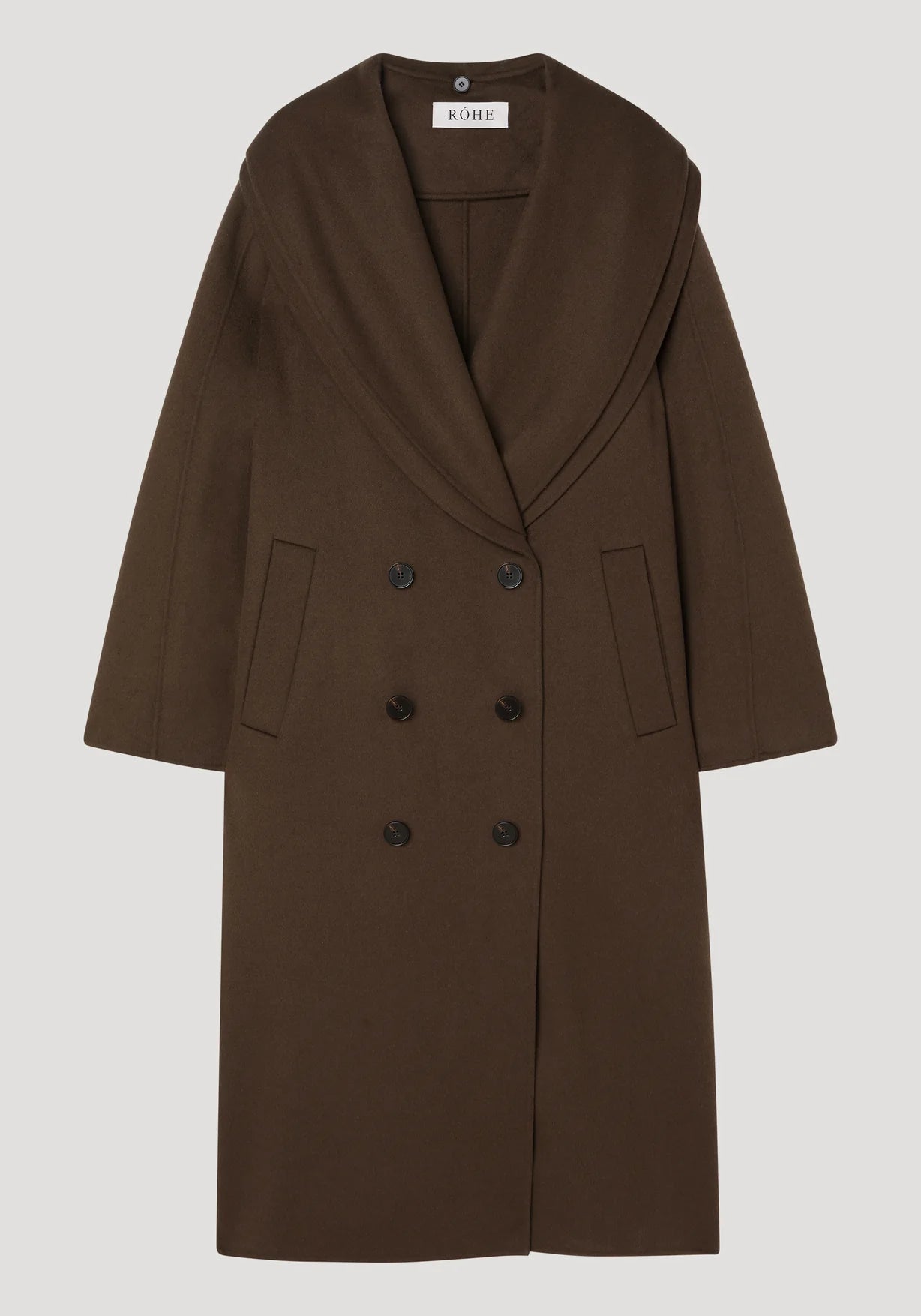 RÓHE DOUBLE FACED WOOL SCARF COAT - TAUPE