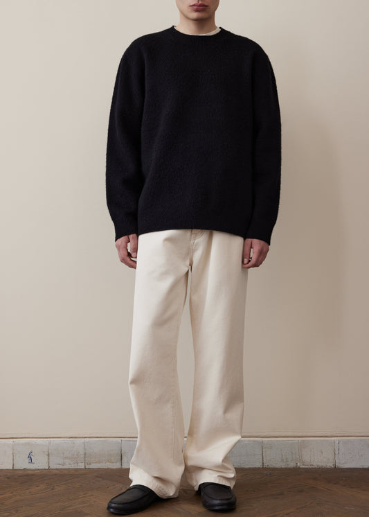 RÓHE MEN KNITTED BOILED WOOL CREWNECK - BLACK