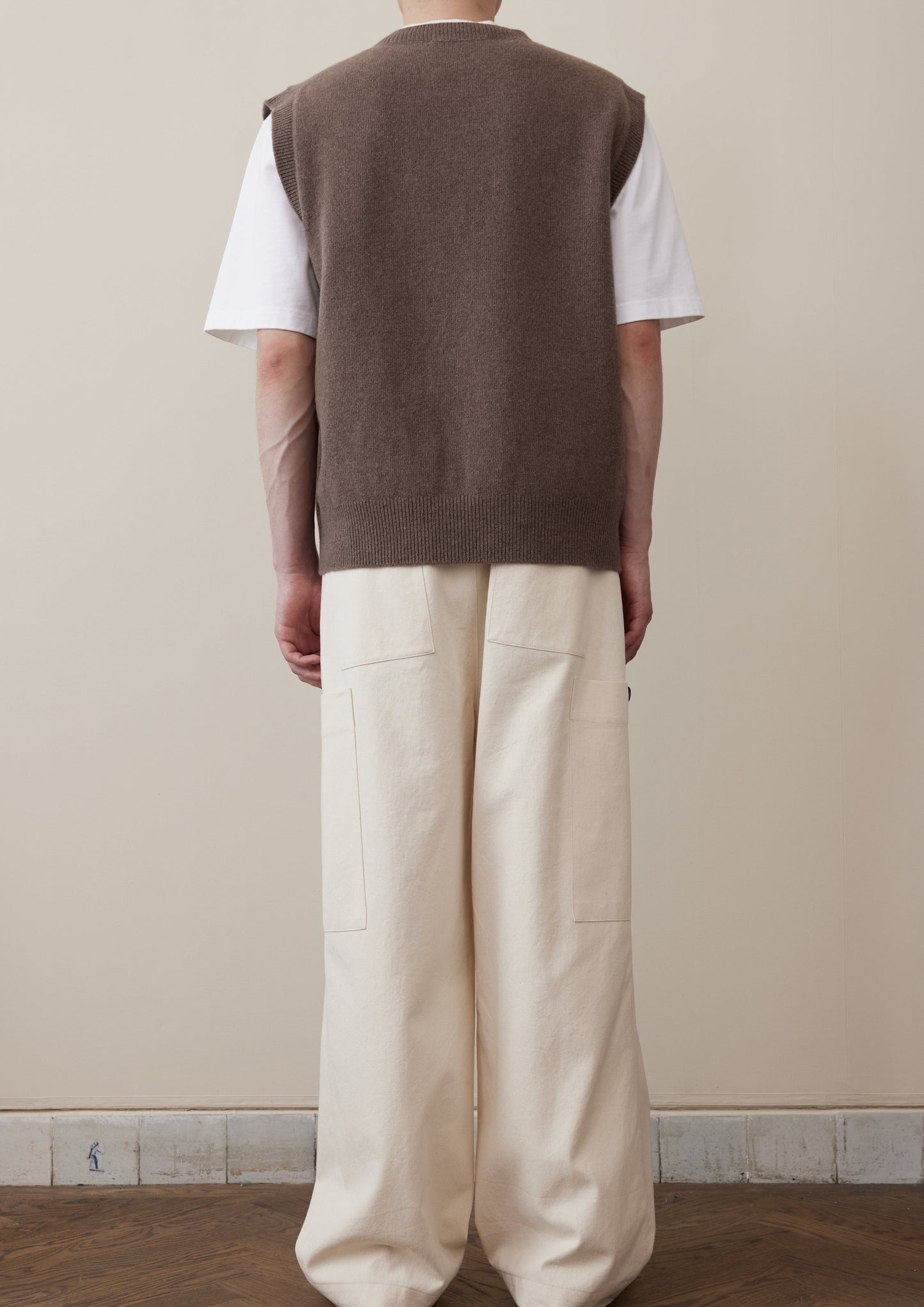 RÓHE MEN KNITTED BOILED WOOL GILET - TAUPE MELANGE