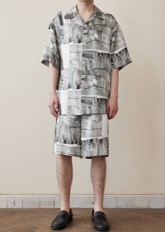 RÓHE MEN OVERSIZED CAMP COLLAR SHIRT - DURGERDAMMERDIJK PRINT