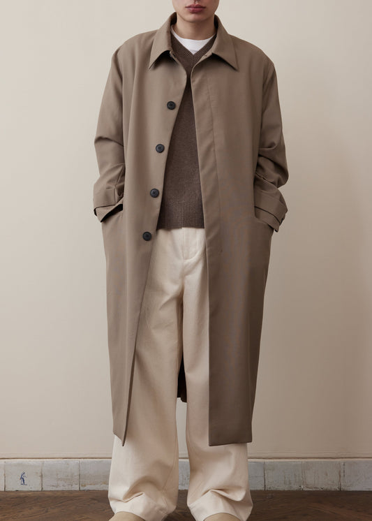 RÓHE MEN RELAXED TAILORED CAR COAT - KHAKI