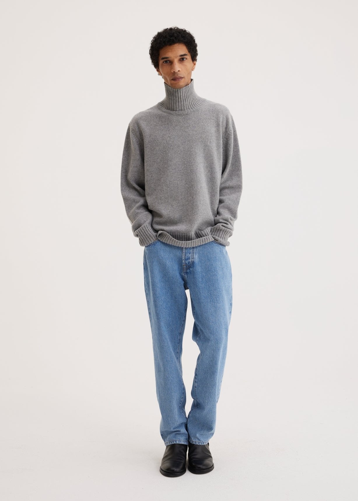RÓHE MEN WOOL CASHMERE TURTLENECK SWEATER - GREY MELANGE