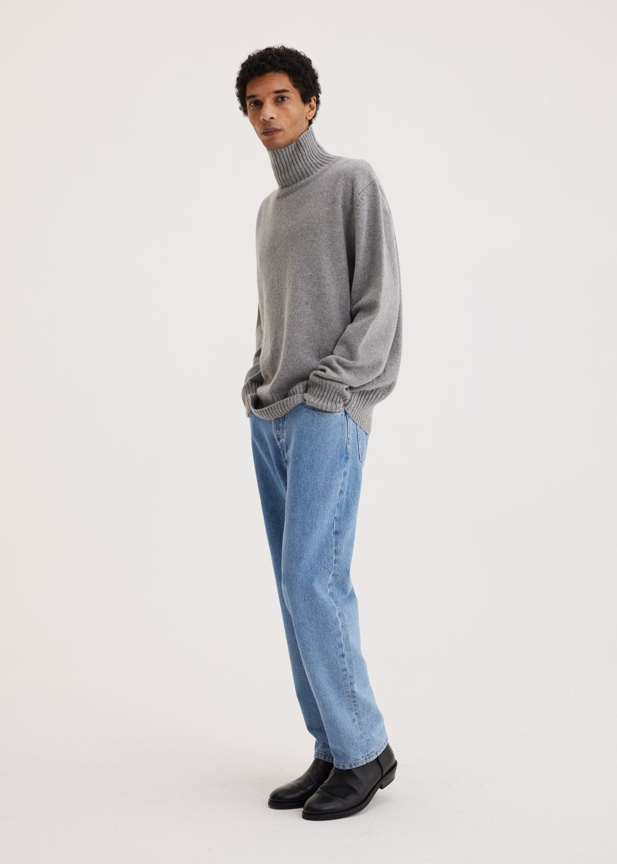 RÓHE MEN WOOL CASHMERE TURTLENECK SWEATER - GREY MELANGE