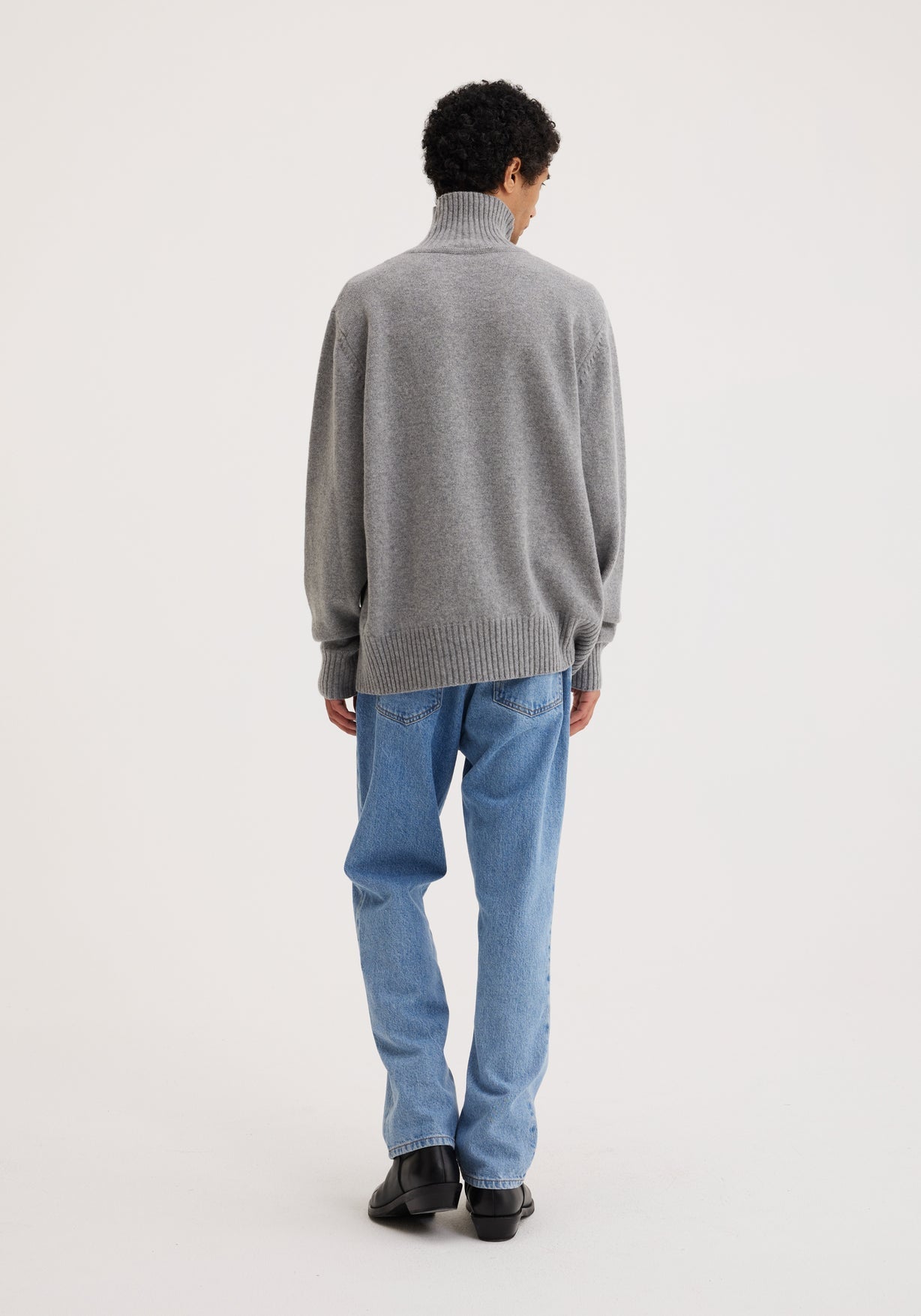 RÓHE MEN WOOL CASHMERE TURTLENECK SWEATER - GREY MELANGE