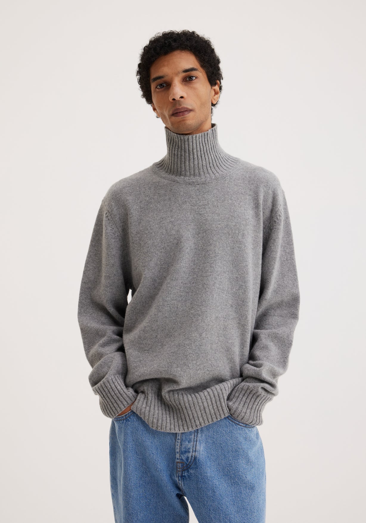 RÓHE MEN WOOL CASHMERE TURTLENECK SWEATER - GREY MELANGE