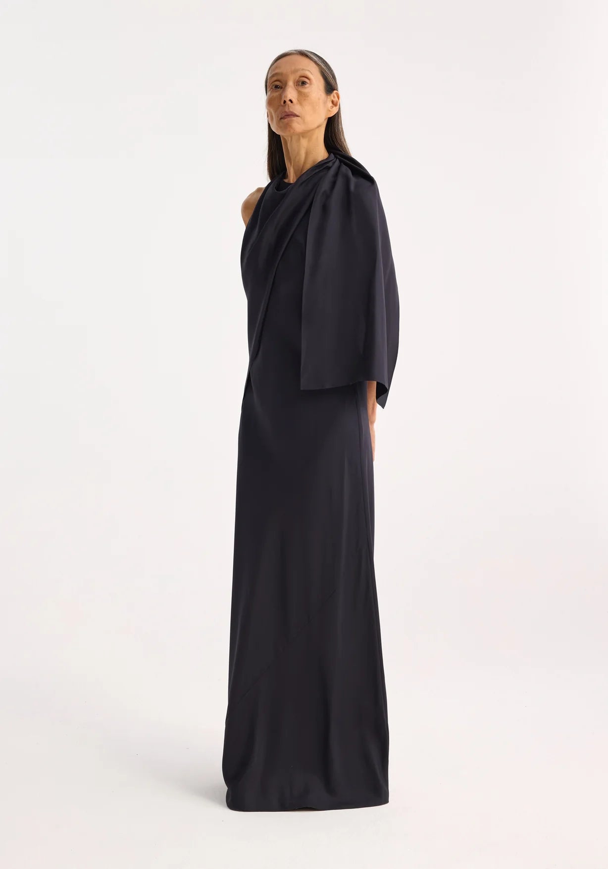 RÓHE SILK FOULARD HALTER DRESS - NAVY