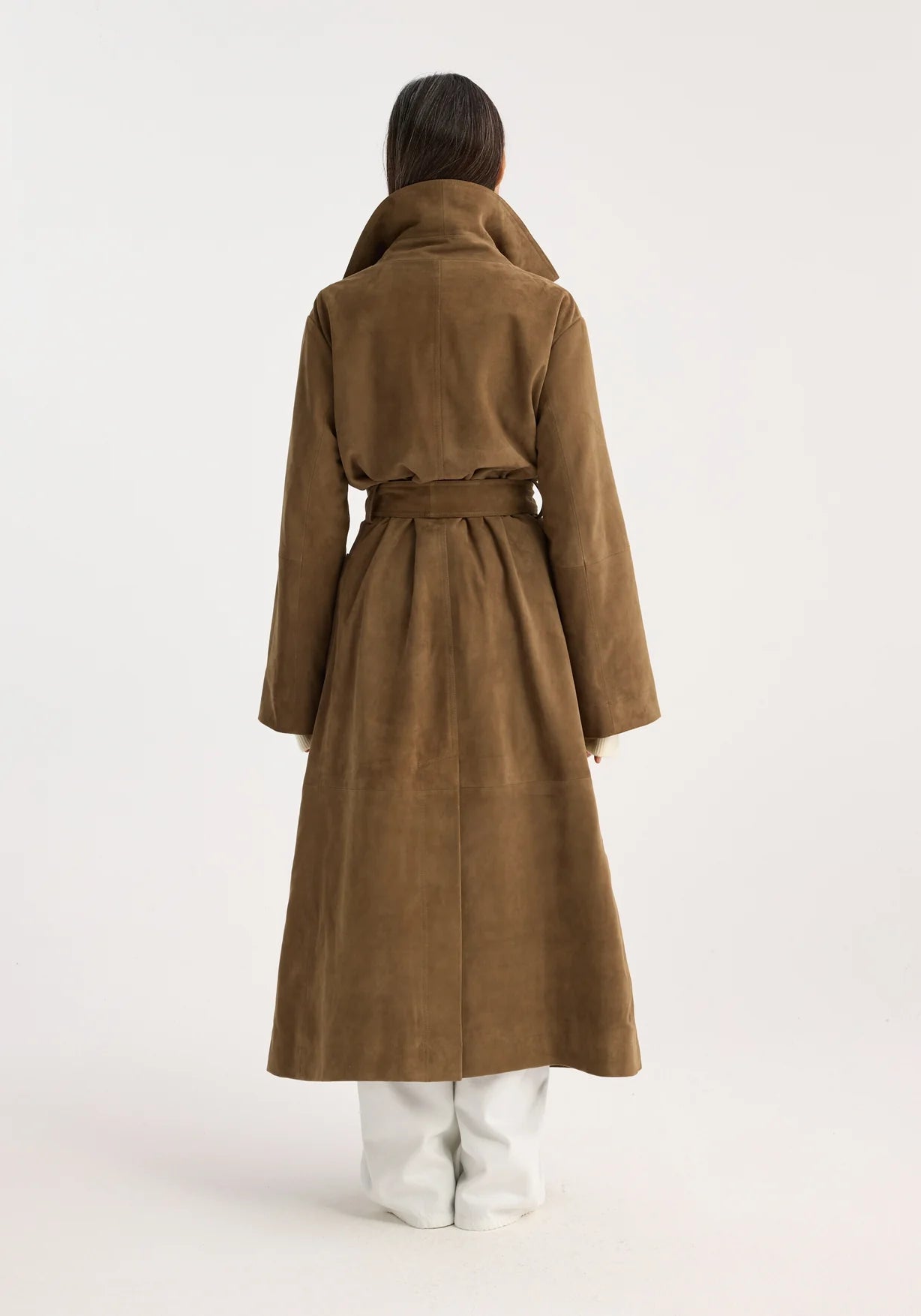 RÓHE SUEDE BELT WRAP COAT - LIGHT KHAKI