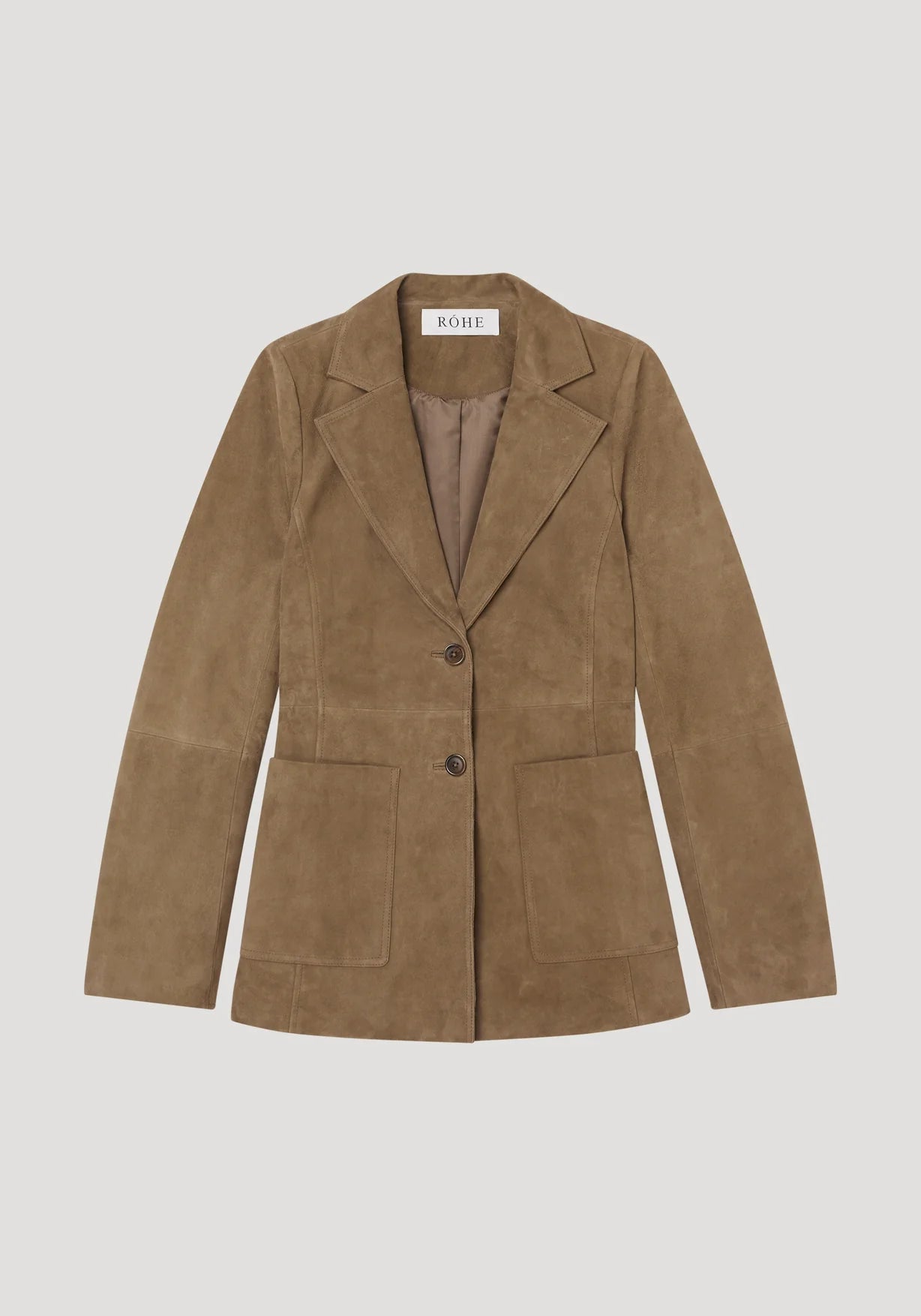 RÓHE SUEDE BLAZER WITH PATCH POCKETS - LIGHT KHAKI