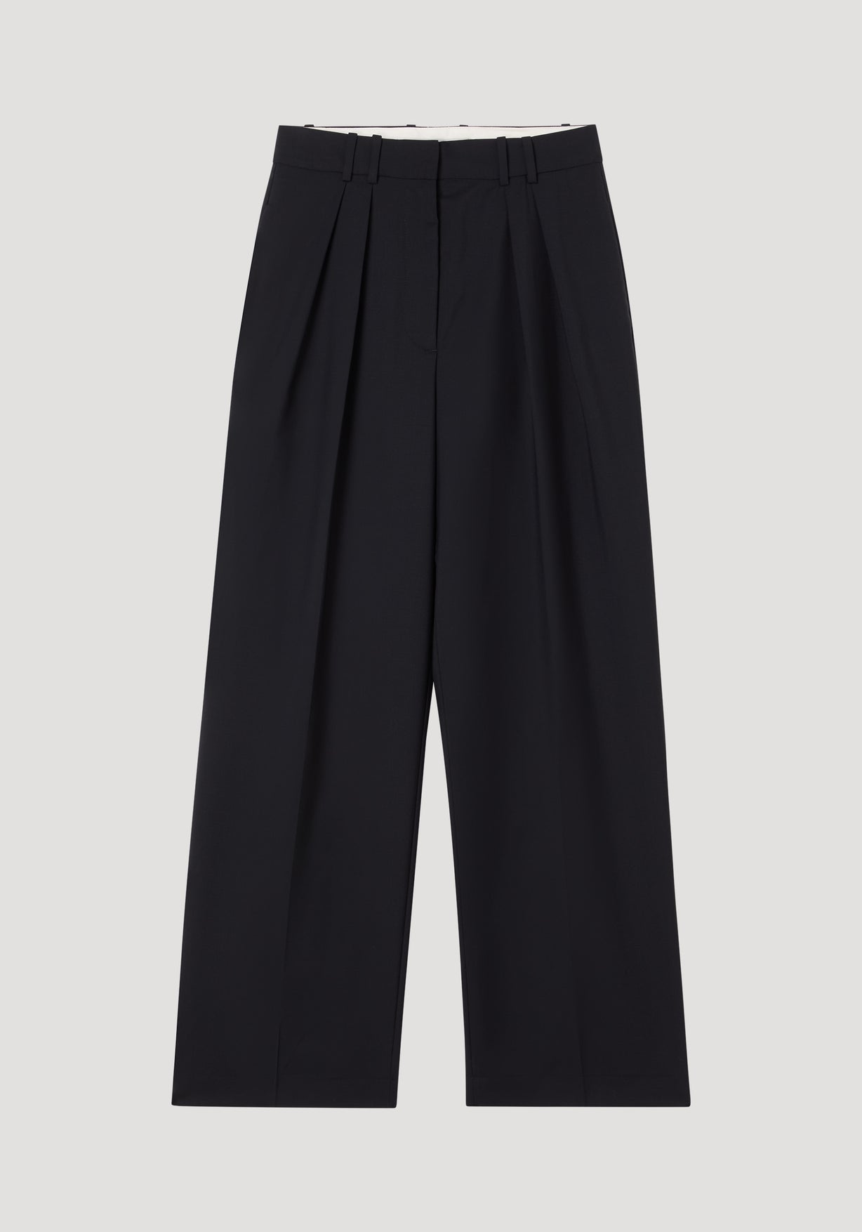 RÓHE WIDE LEG DOUBLE PLEATED TROUSERS - BLACK