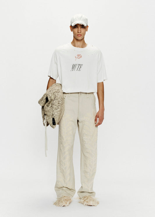 SONG FOR THE MUTE FERN LONG WORK PANTS - BONE