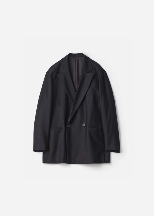 SSSTEIN OVERSIZED PEAK LAPEL LONG JACKET - DARK NAVY