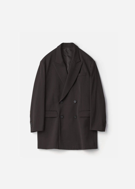 SSSTEIN SATIN PEAK LAPEL SHORT COAT - DARK BROWN