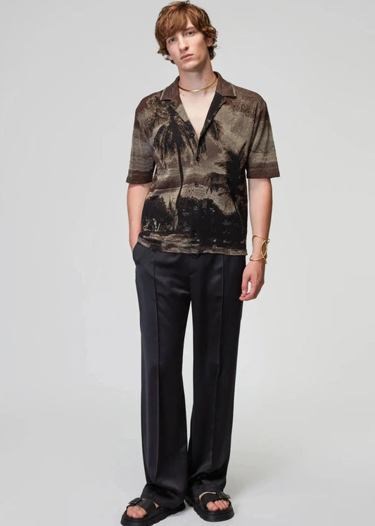 ROBERTO COLLINA SS JACQUARD SHIRT - NERO