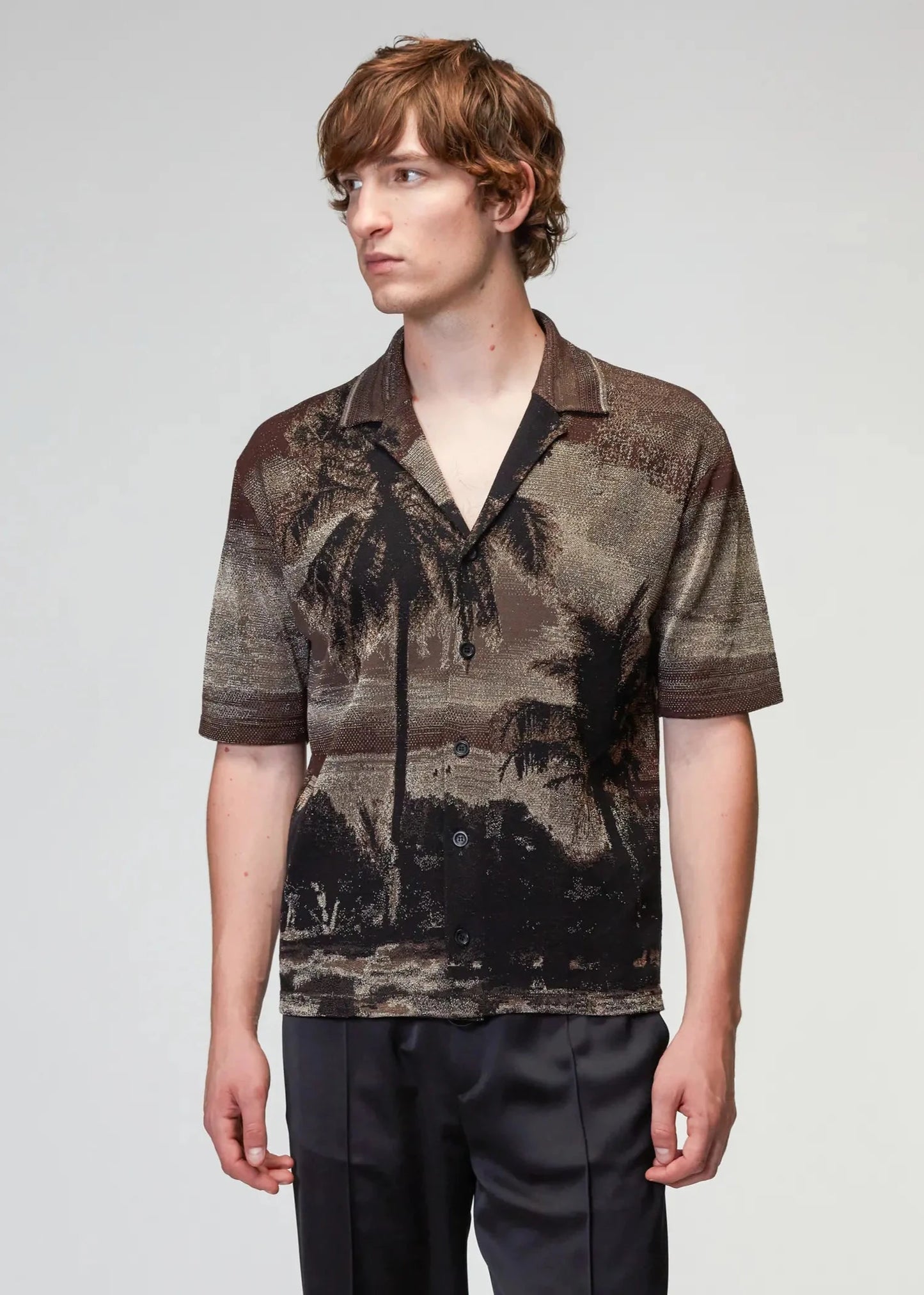 ROBERTO COLLINA SS JACQUARD SHIRT - NERO