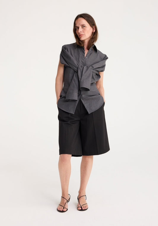 RÓHE SHAPED OPEN ARMHOLE SHIRT - DARK GREY MELANGE