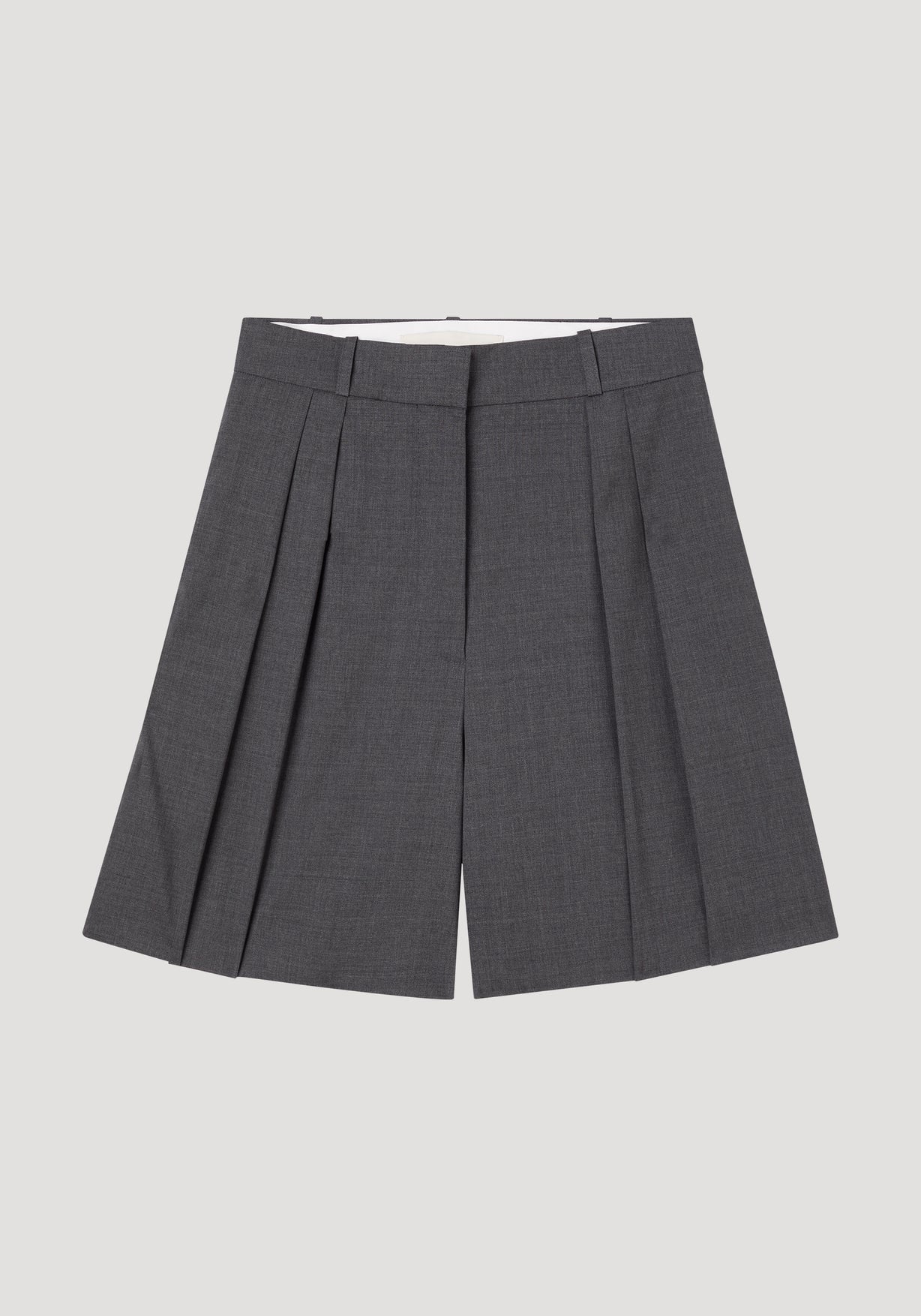 RÓHE TAILORED WIDE LEG SHORTS - DARK GREY MELANGE