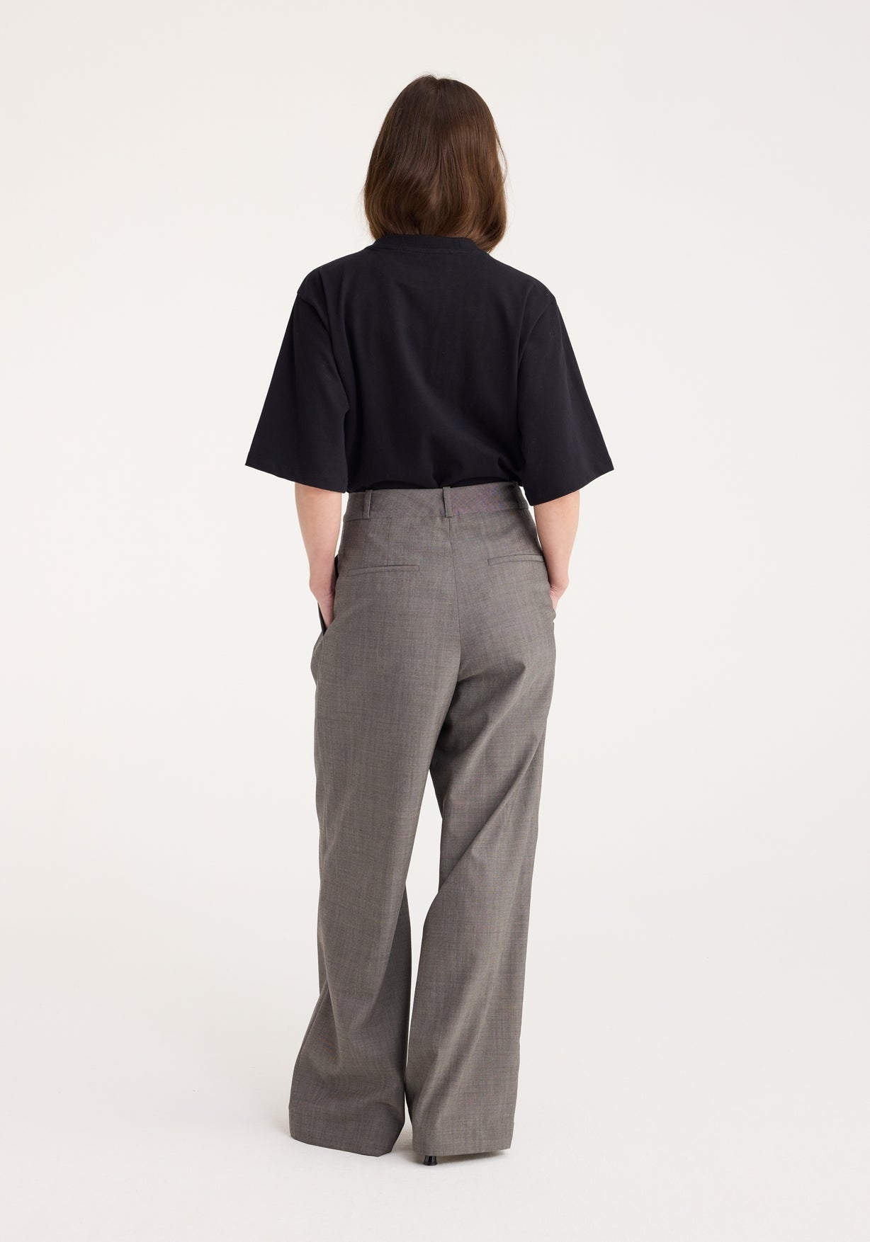 RÓHE WIDE LEG TAILORED TROUSERS - BICOLOR BLACK / CREME
