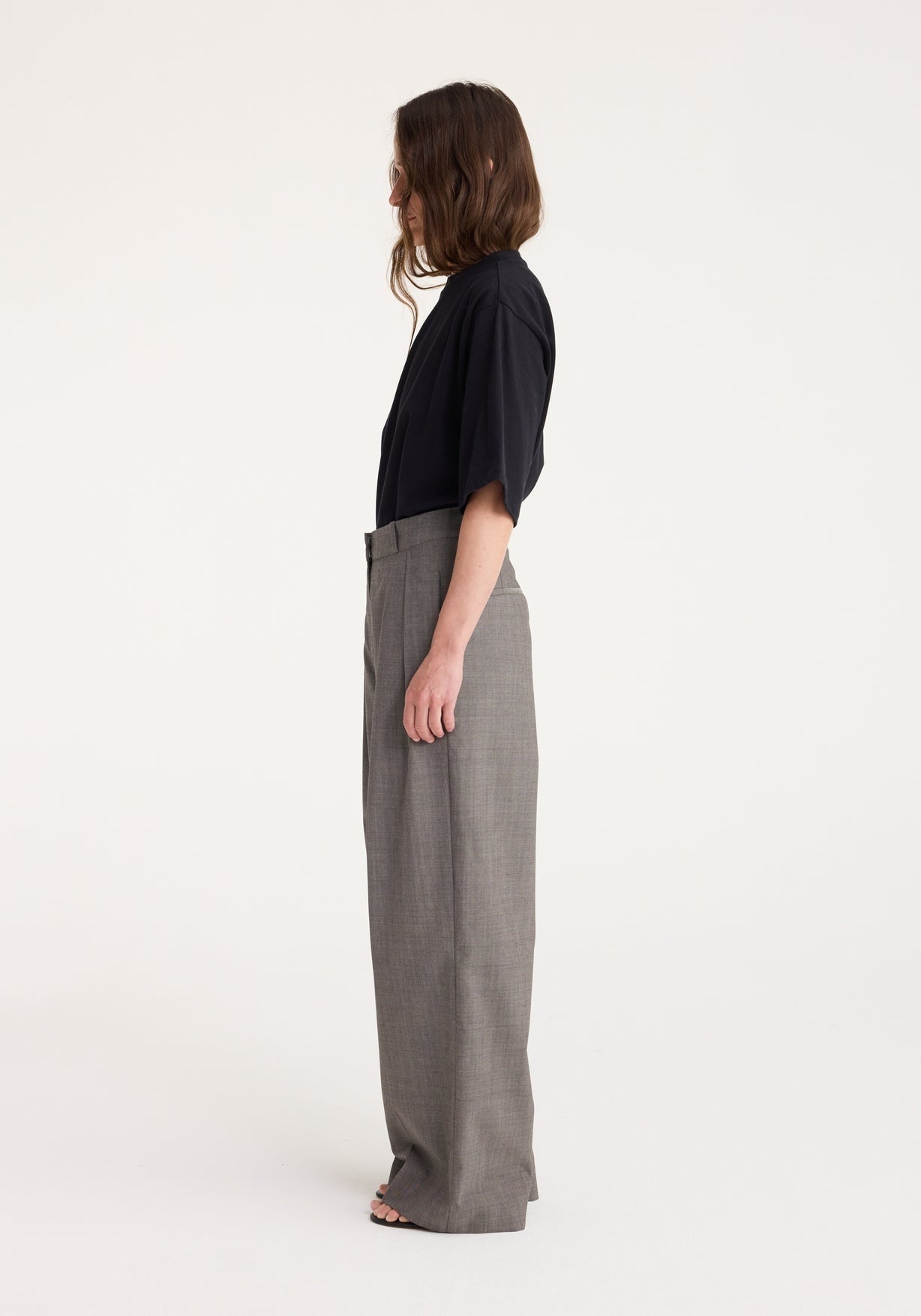 RÓHE WIDE LEG TAILORED TROUSERS - BICOLOR BLACK / CREME