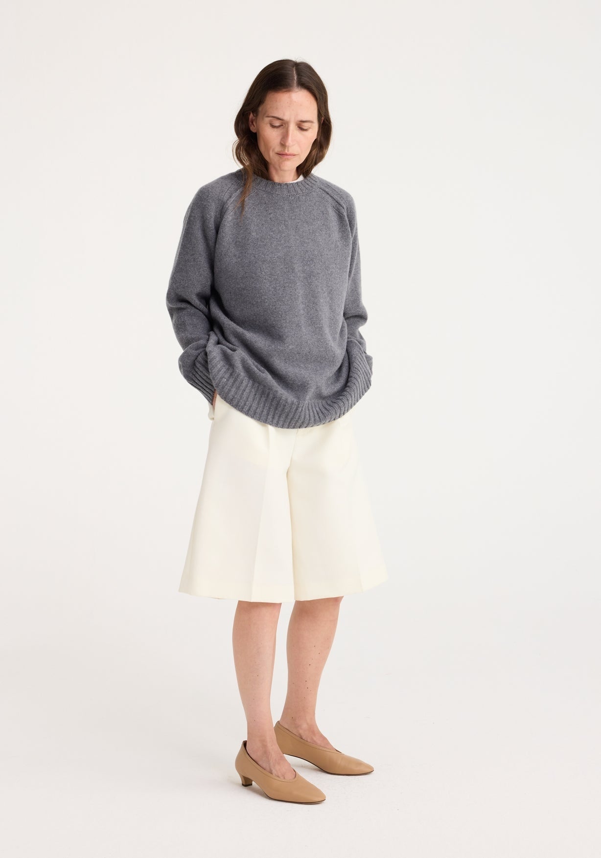 RÓHE WOOL CASHMERE SWEATER - MID GREY MELANGE