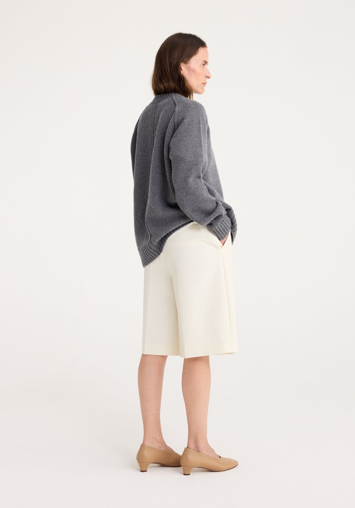 RÓHE WOOL CASHMERE SWEATER - MID GREY MELANGE