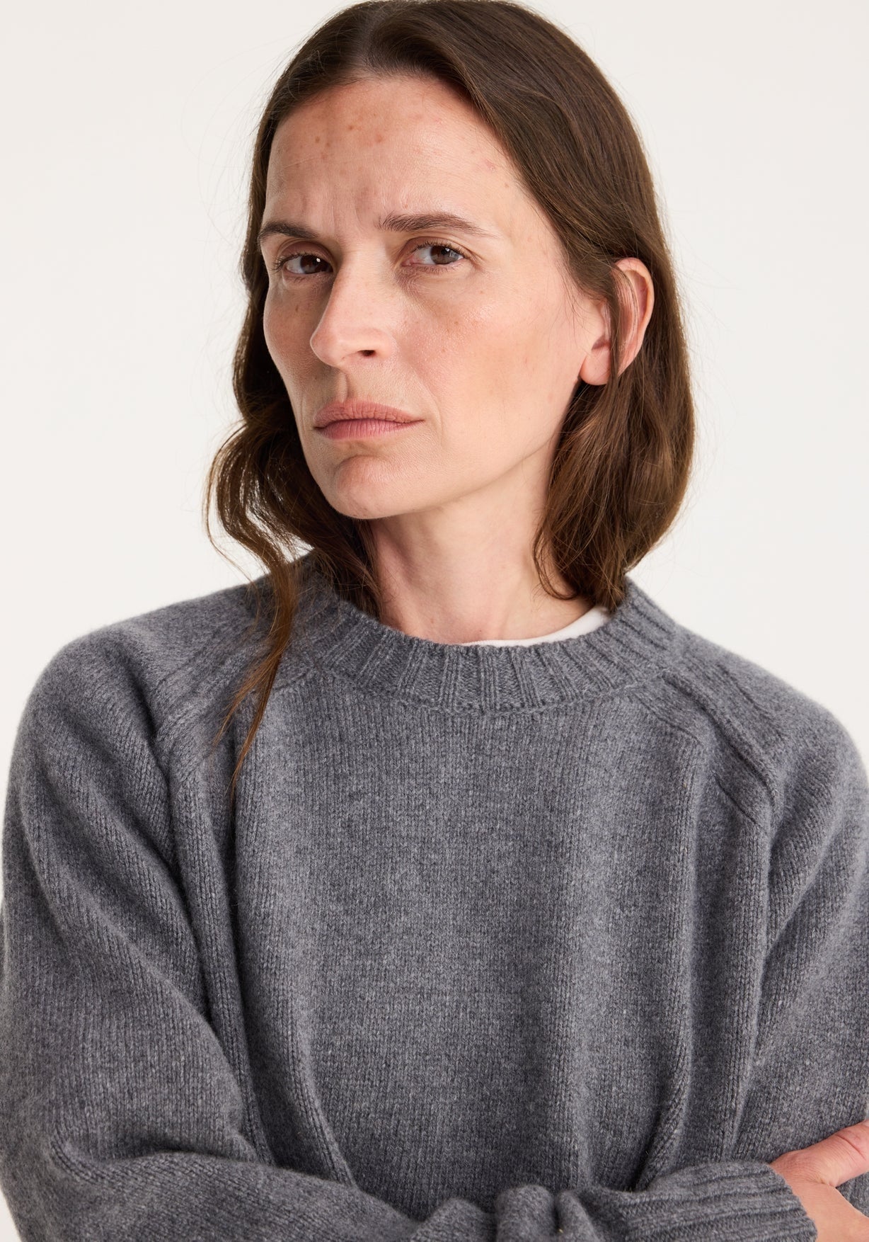 RÓHE WOOL CASHMERE SWEATER - MID GREY MELANGE