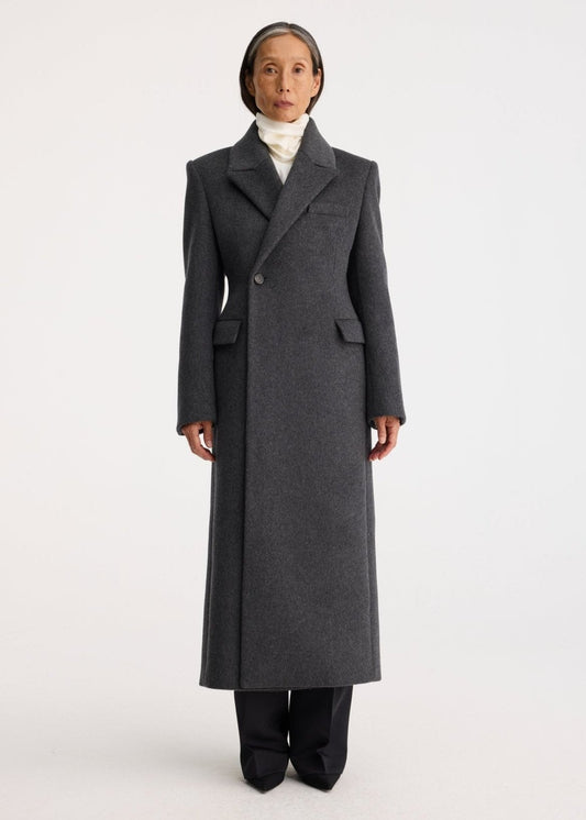 RÓHE FITTED TEXTURED COAT - ANTHRACITE MELANGE