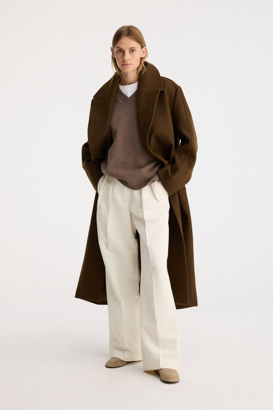 RÓHE OVERSIZED DOUBLE BREASTED COAT - OLIVE