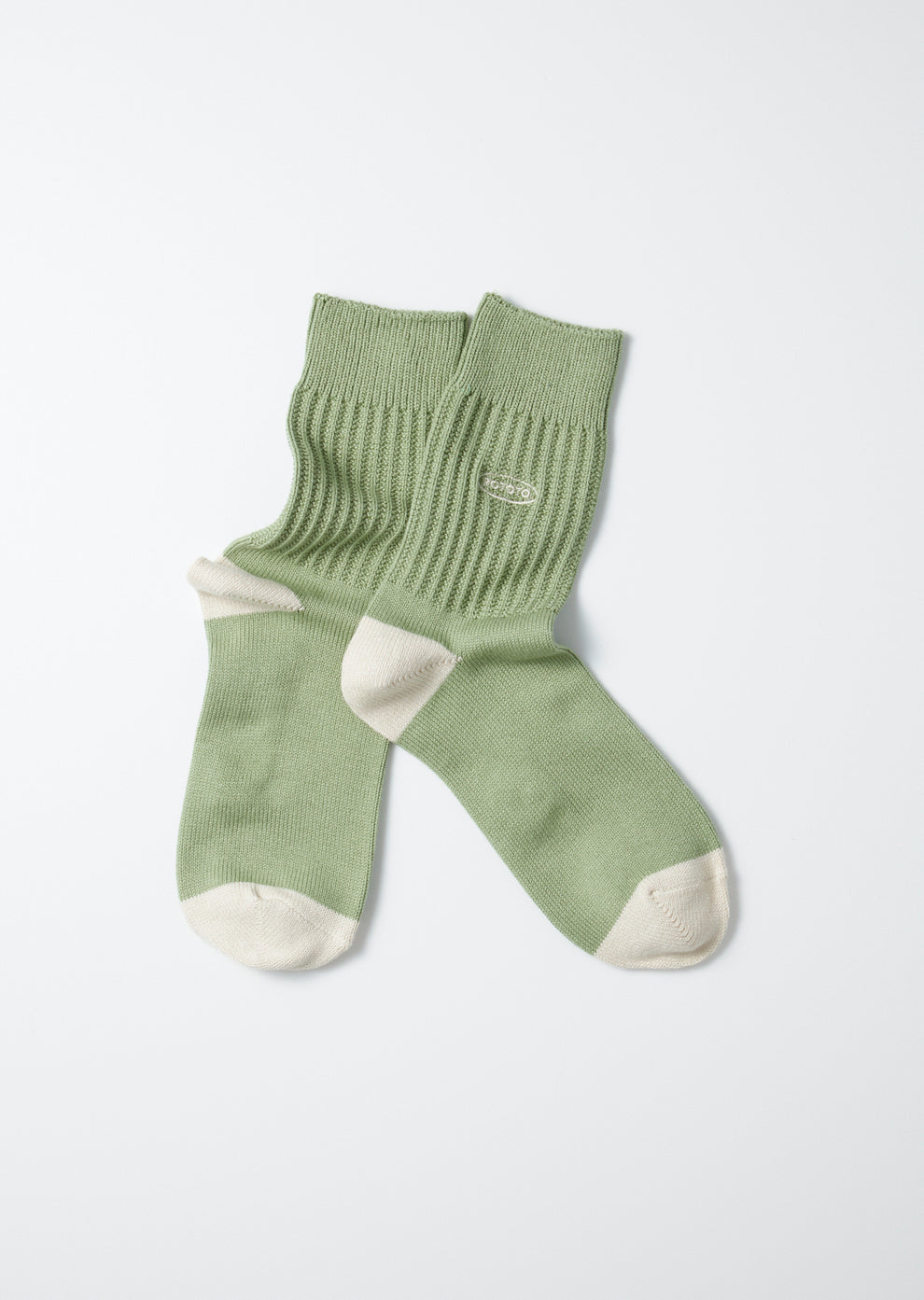 ROTOTO 90'S LOGO CREW SOCKS - SAGE GREEN