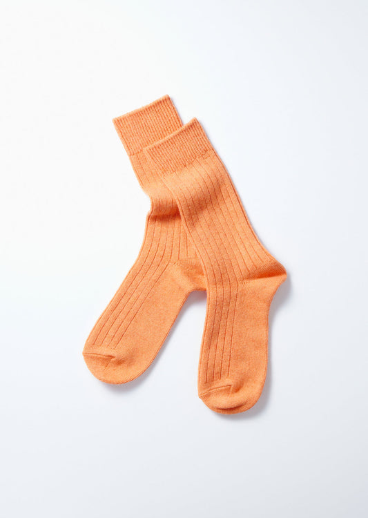 ROTOTO COTTON WOOL RIBBED CREW SOCKS - LIGHT ORANGE