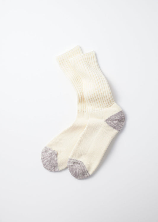 ROTOTO RIBBED OLD SCHOOL CREW SOCKS - ECRU