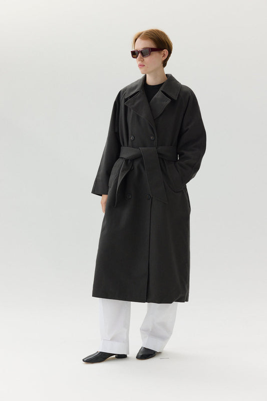 WELTER SHELTER ROOMY TRENCH COAT TECHWOOL - FOREST GREEN