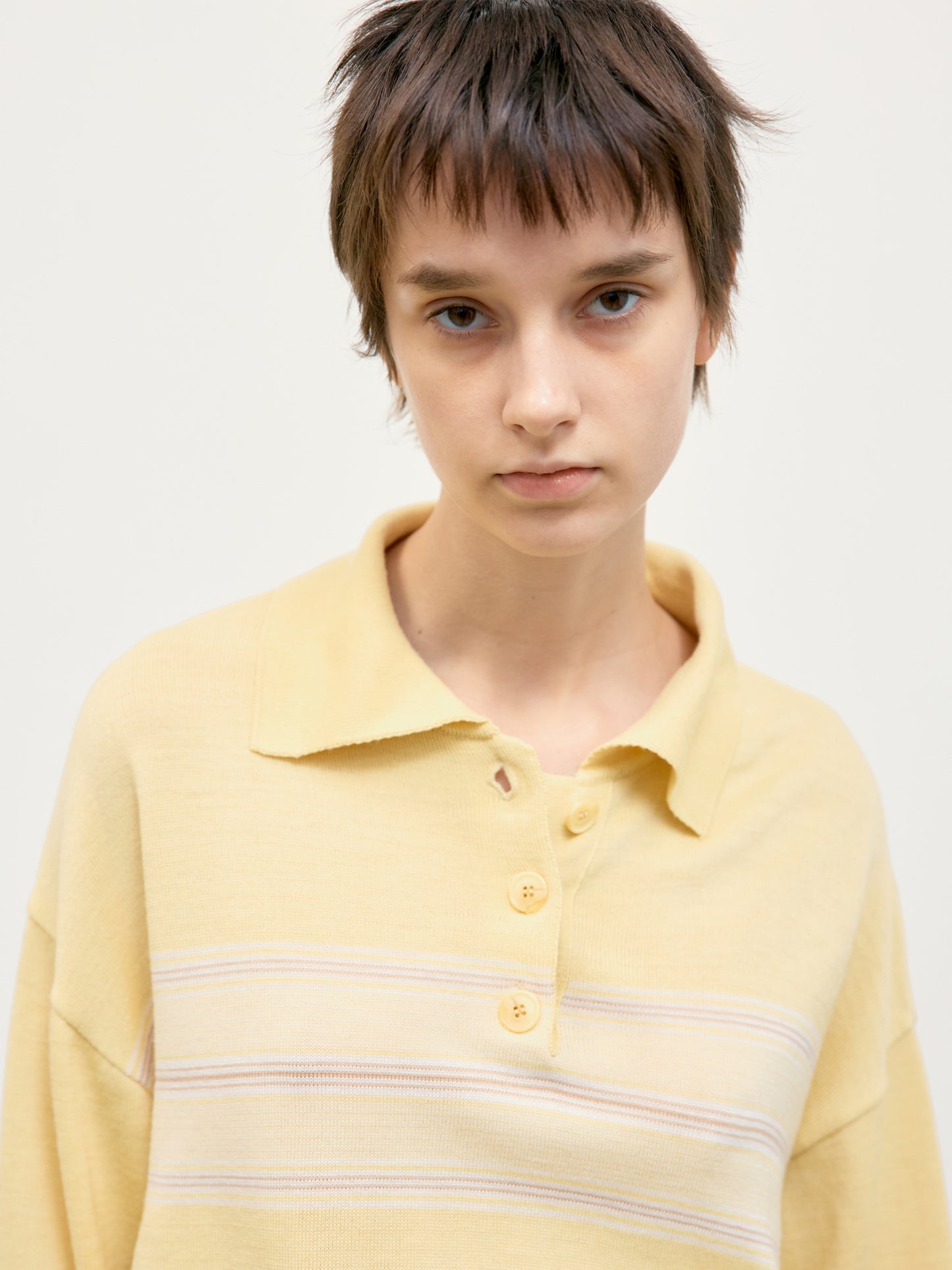 LOW CLASSIC MULTI STRIPE PIQUE KNIT TOP - YELLOW